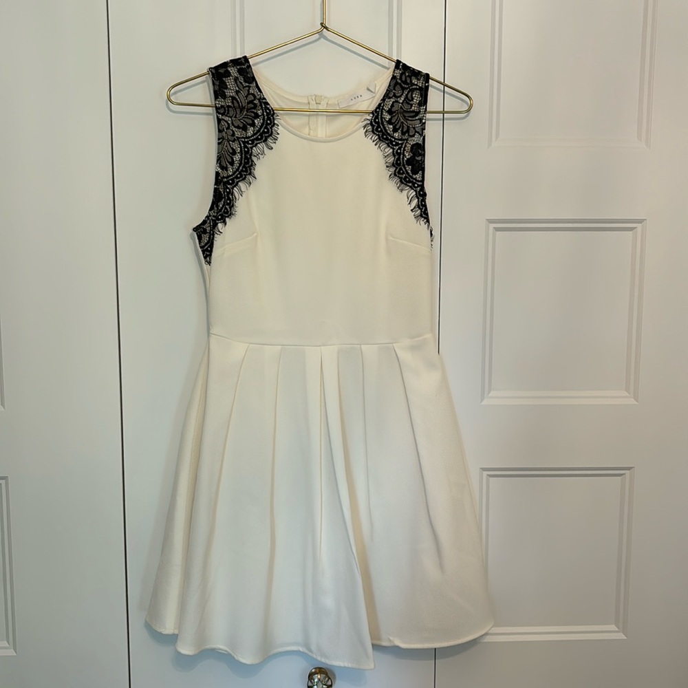 Lush off white black detail mini dress